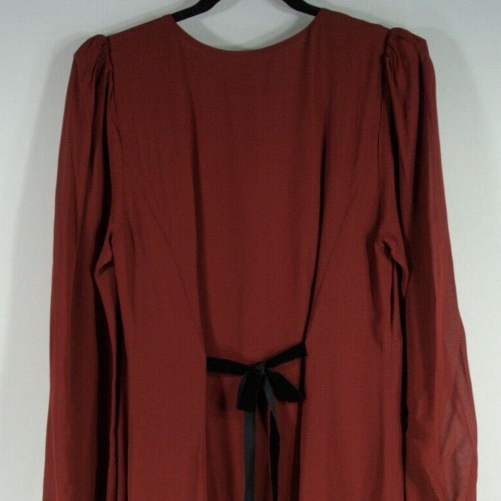 NEW Reformation Brogan Long Sleeve Button Front Midi Dress Chianti Size 12 #X108 - Picture 9 of 12